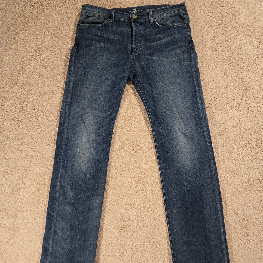 7 For All Mankind Jeans Men 34x31 Blue Denim Cotton Stretch Standard Straight
